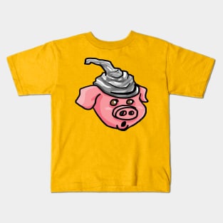 Pig Wearing Tinfoil Hat Kids T-Shirt